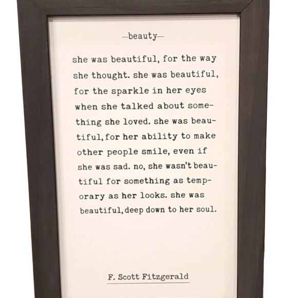 Petal Lane Homes "Beauty" Scott Fitzgerald Wooden Framed Wall Decor - Picture 1 of 7